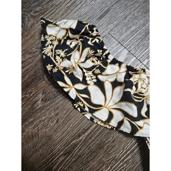 Ava & Viv Ruffle Sleeve Empire Waist Linen Blend Dress In Black Floral 1X - Picture 4 of 11